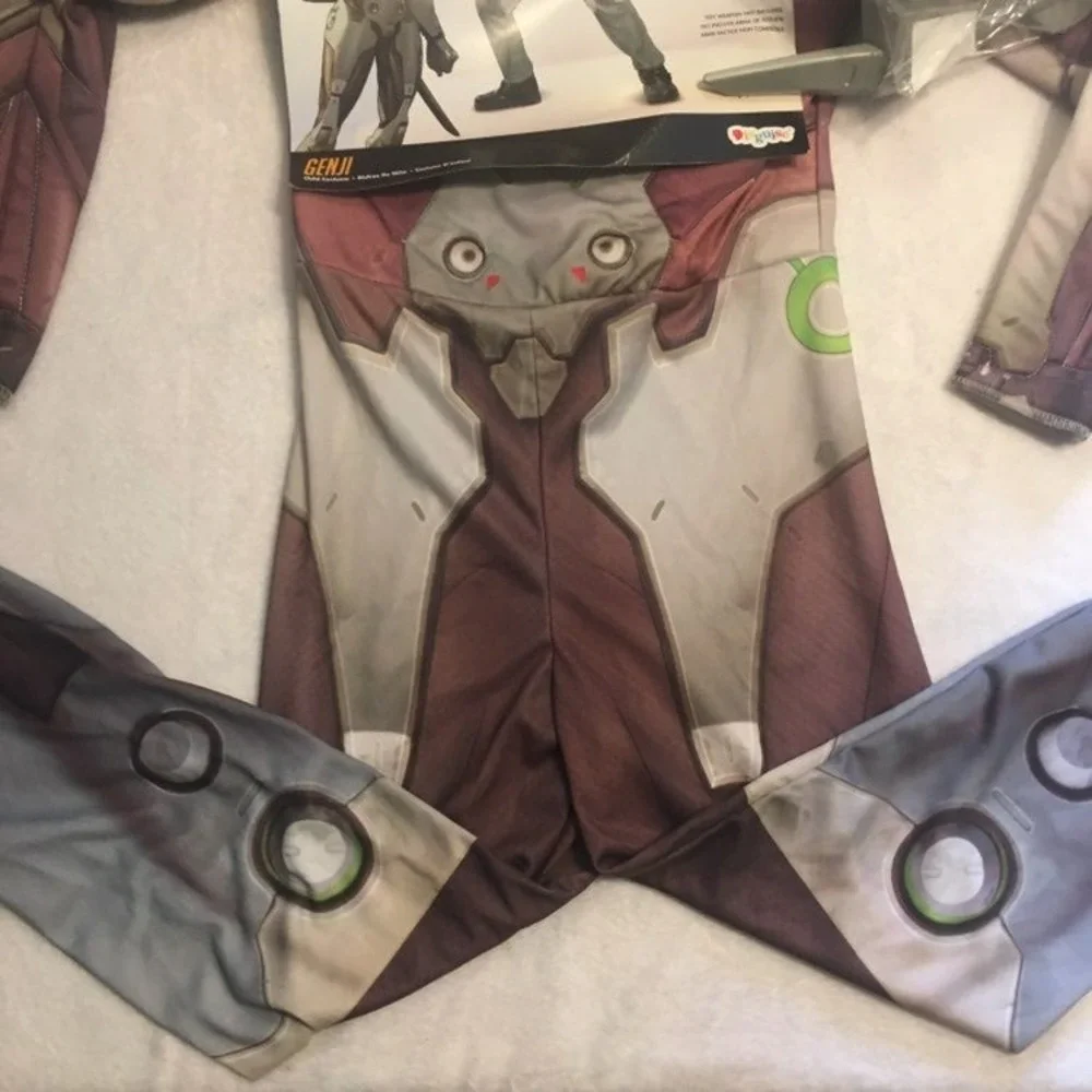 Disguise Genji Costume Kids M 7-8 Grey New Muscle Padded Mask Overwatch
